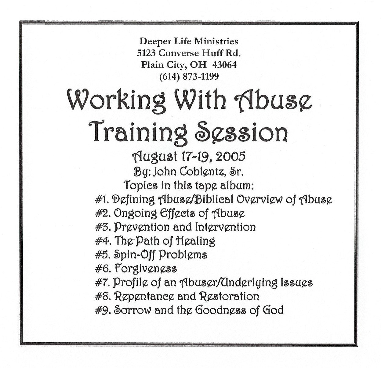 2005 Working with Abuse Training Session