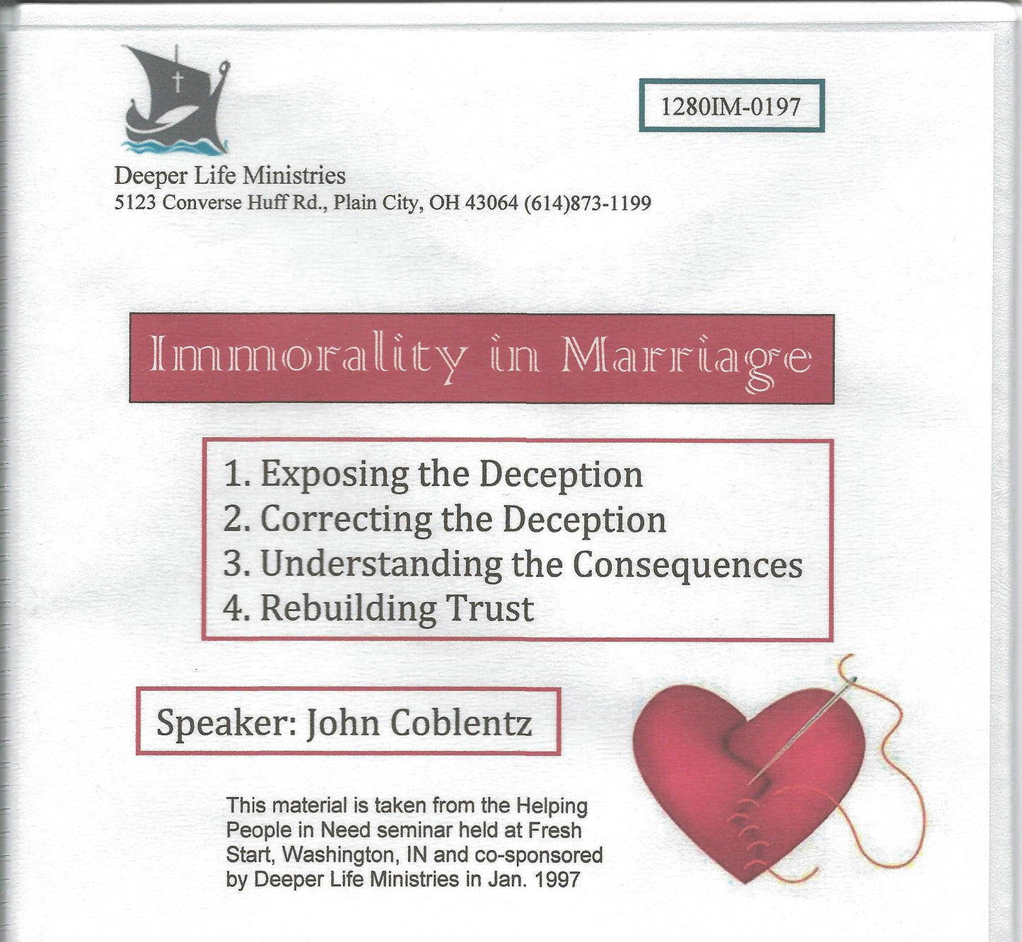 Immorality in Marriage - CDs