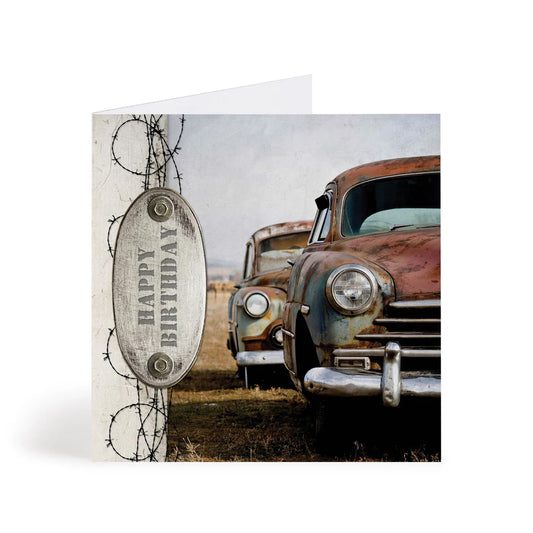 Old Cars & Metal Sq. Card