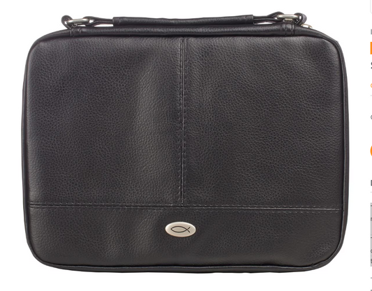 Two-fold Black Faux Leather Organizer Bible Cover